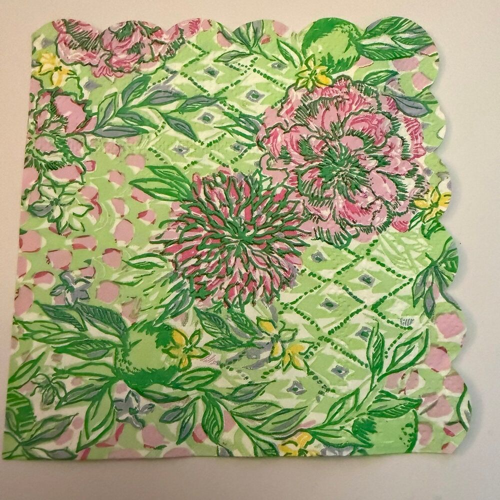 Lily Pulitzer Cocktail Napkins 6 Paper Decoupage Paper Crafting Scalloped New